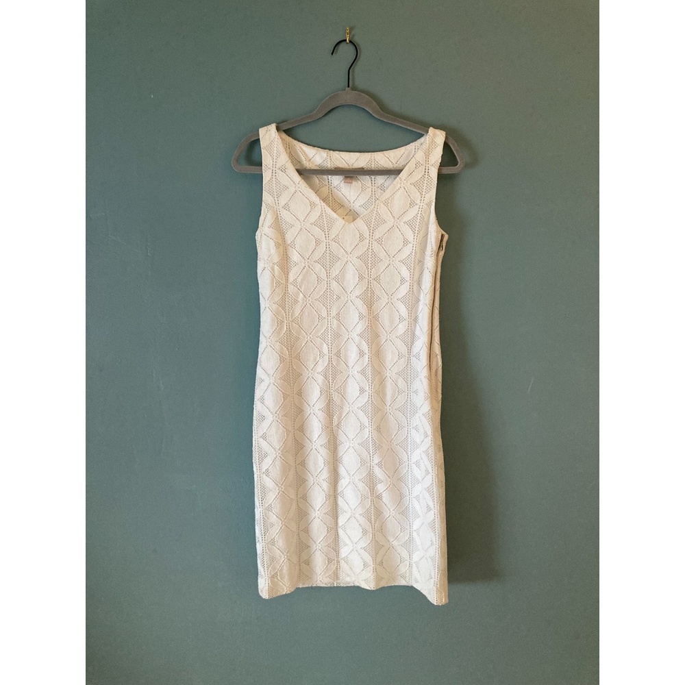NWT Banana Republic white v neck flower lace pattern lined tank dress size 4